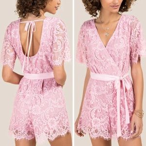 Francesca’s pink lace romper